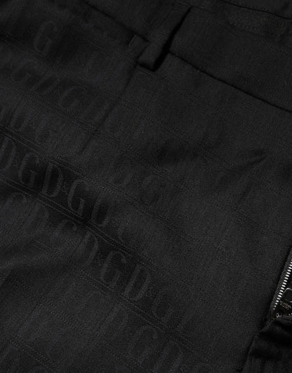 Dolce &amp; Gabbana Schwarze Wollhose mit mittlerer Taille für Herren