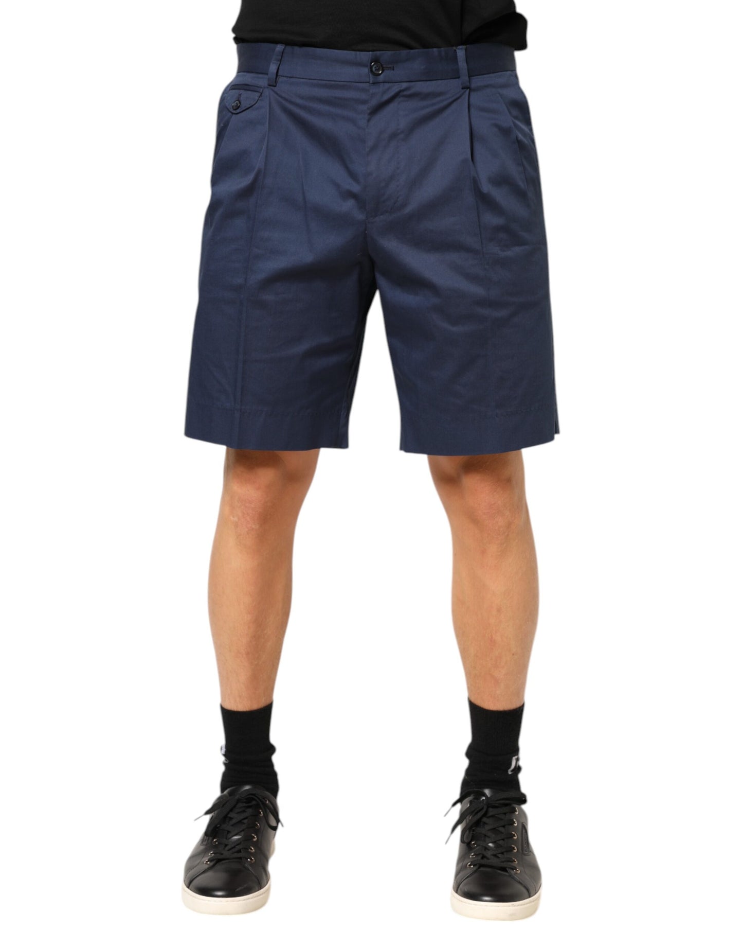 Dolce &amp; Gabbana – Blaue Bermudashorts aus Baumwollstretch mit mittlerer Taille