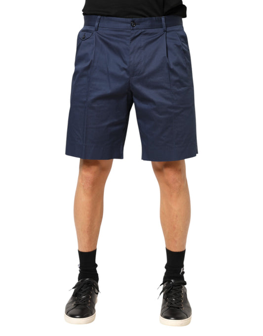 Dolce &amp; Gabbana – Blaue Bermudashorts aus Baumwollstretch mit mittlerer Taille
