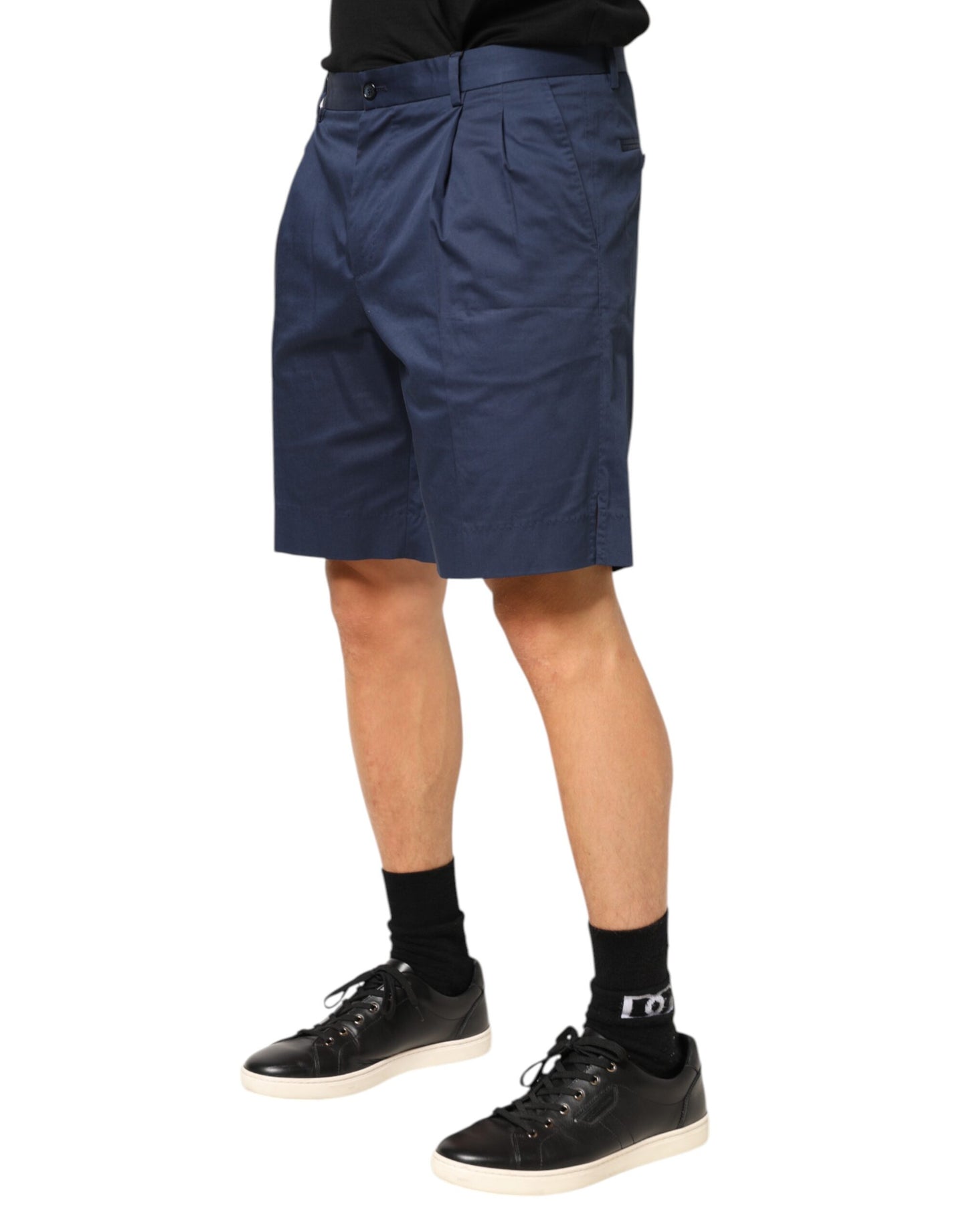 Dolce &amp; Gabbana – Blaue Bermudashorts aus Baumwollstretch mit mittlerer Taille