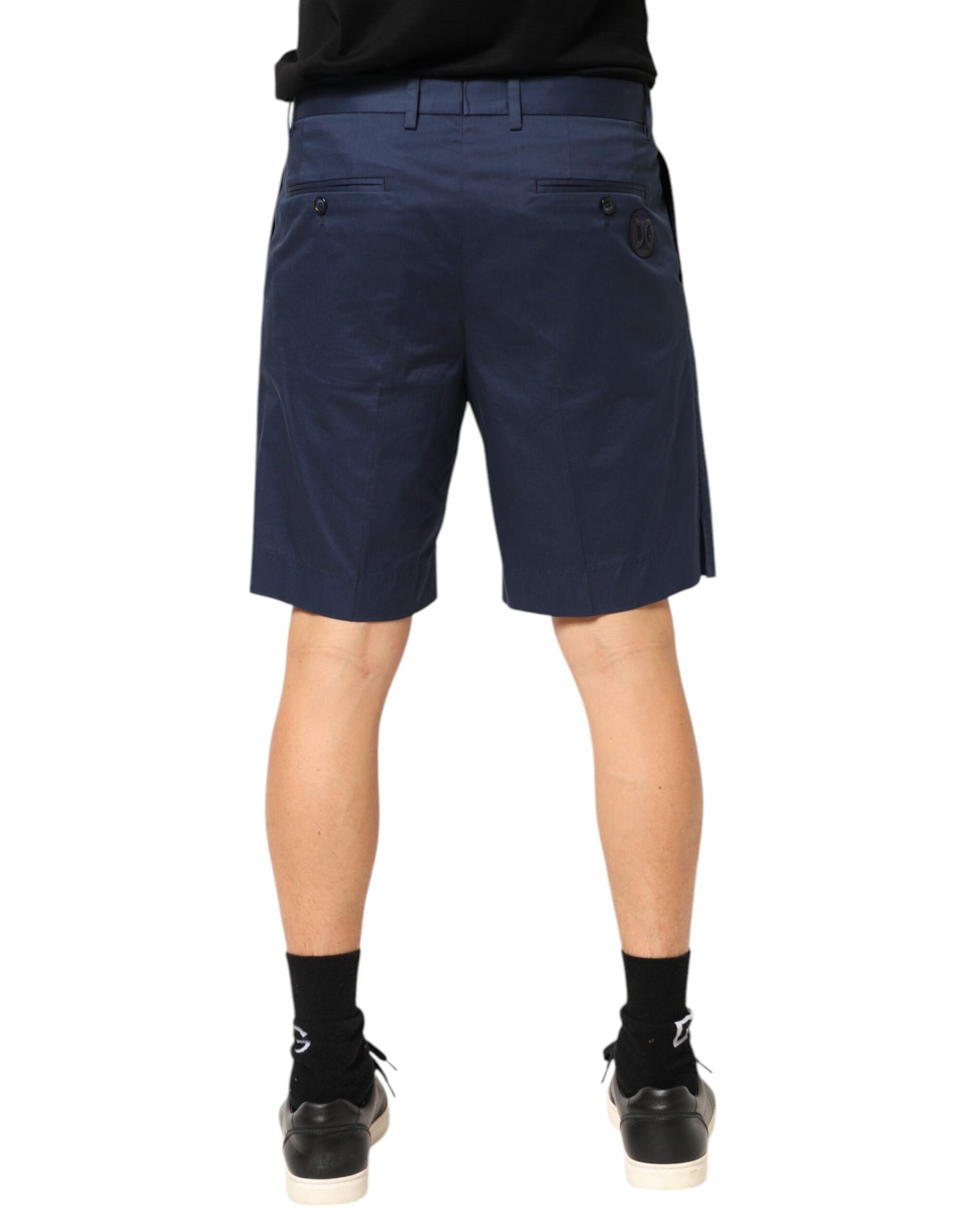 Dolce &amp; Gabbana – Blaue Bermudashorts aus Baumwollstretch mit mittlerer Taille
