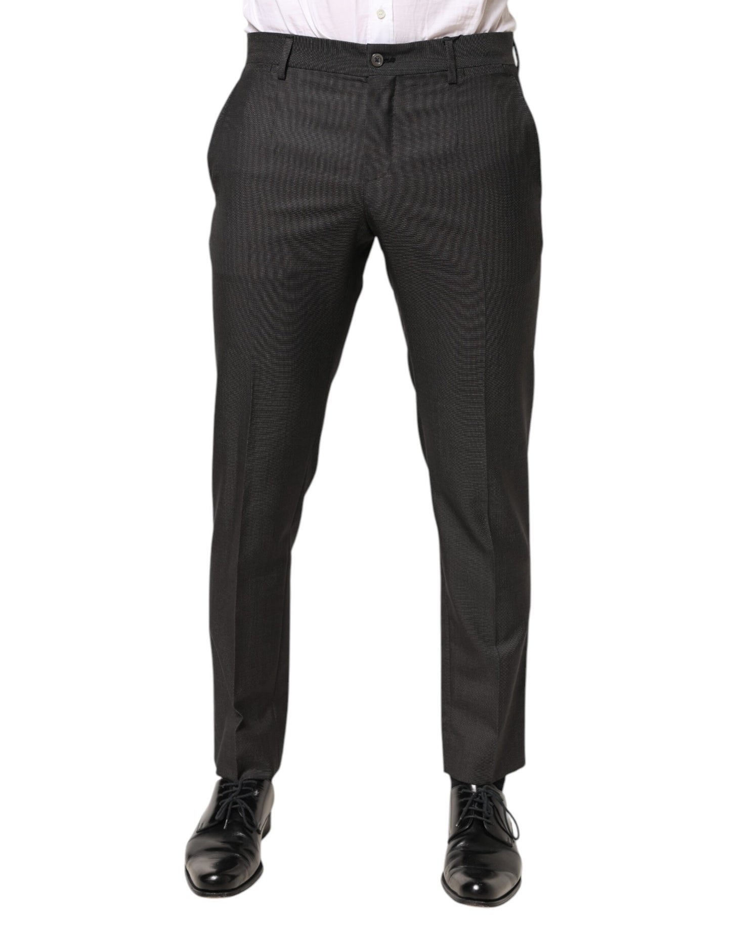 Dolce &amp; Gabbana – Schwarze Anzughose aus Polyester mit mittlerer Taille