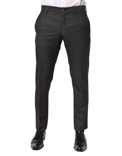 Dolce &amp; Gabbana – Schwarze Anzughose aus Polyester mit mittlerer Taille