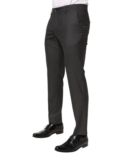 Dolce &amp; Gabbana – Schwarze Anzughose aus Polyester mit mittlerer Taille