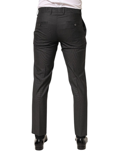 Dolce &amp; Gabbana – Schwarze Anzughose aus Polyester mit mittlerer Taille