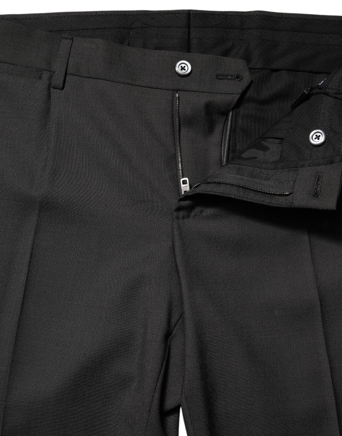 Dolce &amp; Gabbana – Schwarze Anzughose aus Polyester mit mittlerer Taille