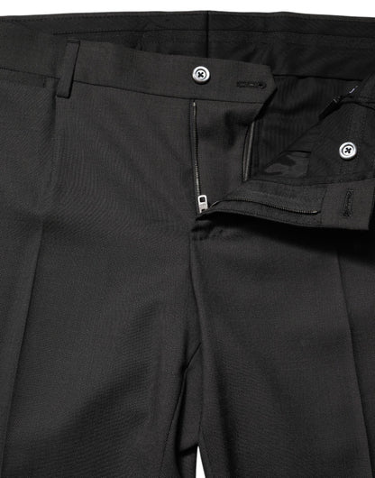 Dolce &amp; Gabbana – Schwarze Anzughose aus Polyester mit mittlerer Taille