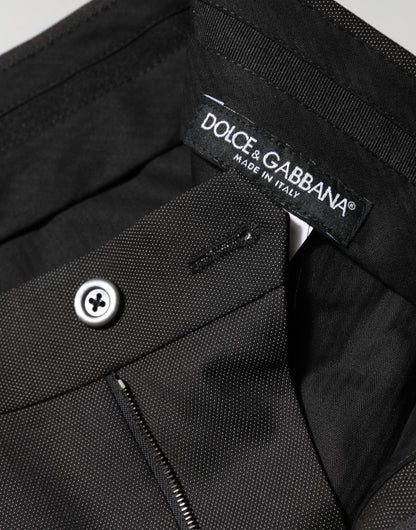 Dolce &amp; Gabbana – Schwarze Anzughose aus Polyester mit mittlerer Taille