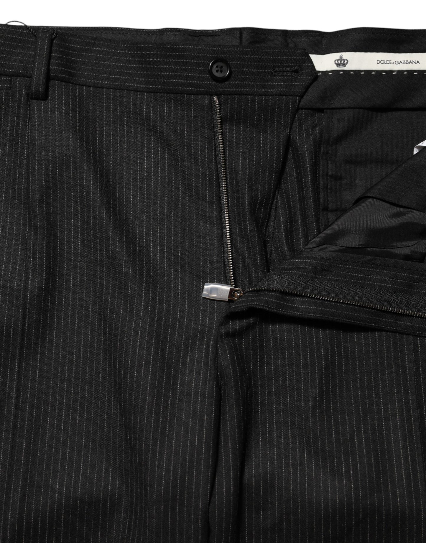 Dolce &amp; Gabbana – Schwarze Anzughose aus Baumwolle mit mittlerer Taille