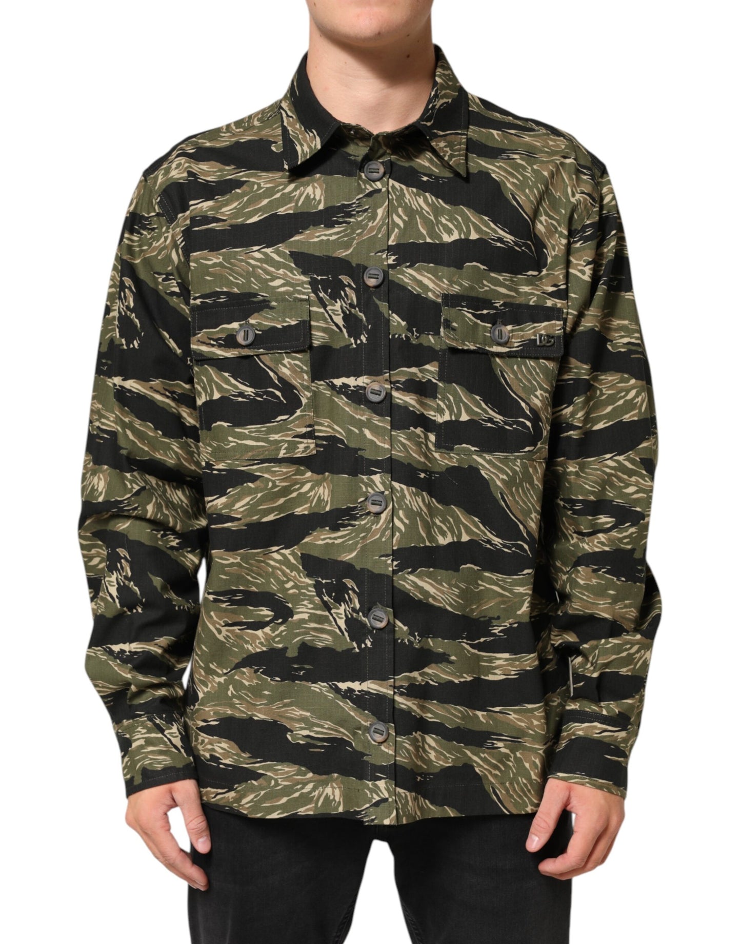 Dolce &amp; Gabbana Mehrfarbiges Freizeithemd aus Baumwolle mit Camouflage-Muster
