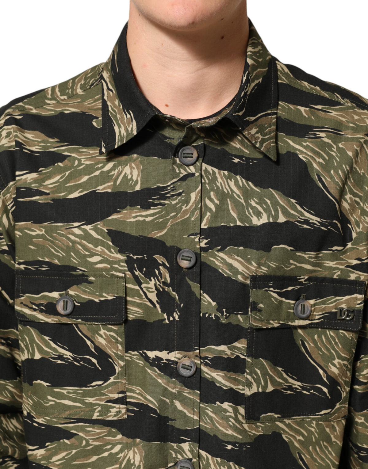 Dolce &amp; Gabbana Mehrfarbiges Freizeithemd aus Baumwolle mit Camouflage-Muster