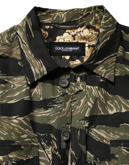 Dolce &amp; Gabbana Mehrfarbiges Freizeithemd aus Baumwolle mit Camouflage-Muster