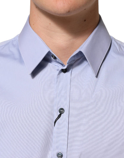 Dolce &amp; Gabbana Blaues SICILIA Herrenhemd aus Baumwolle