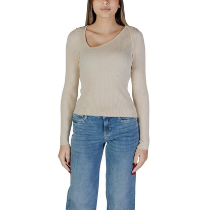 Vila Clothes – Cremefarbene Viskose-Sportbekleidung