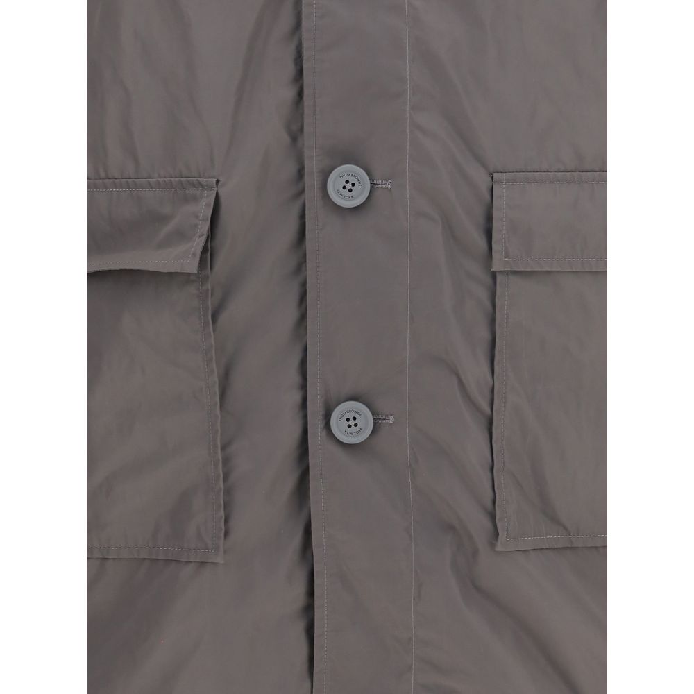 Thom Browne Brauner Trenchcoat aus Polyester