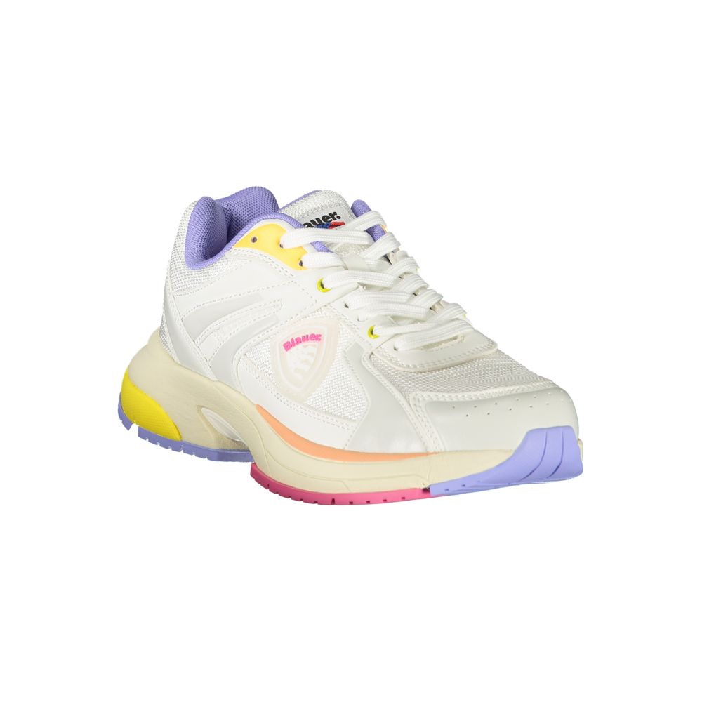 Blauer weißer Polyester-Sneaker