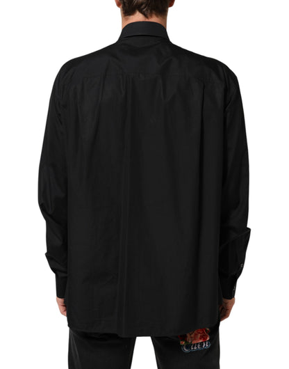 Dolce &amp; Gabbana – Schwarzes, besticktes Herrenhemd