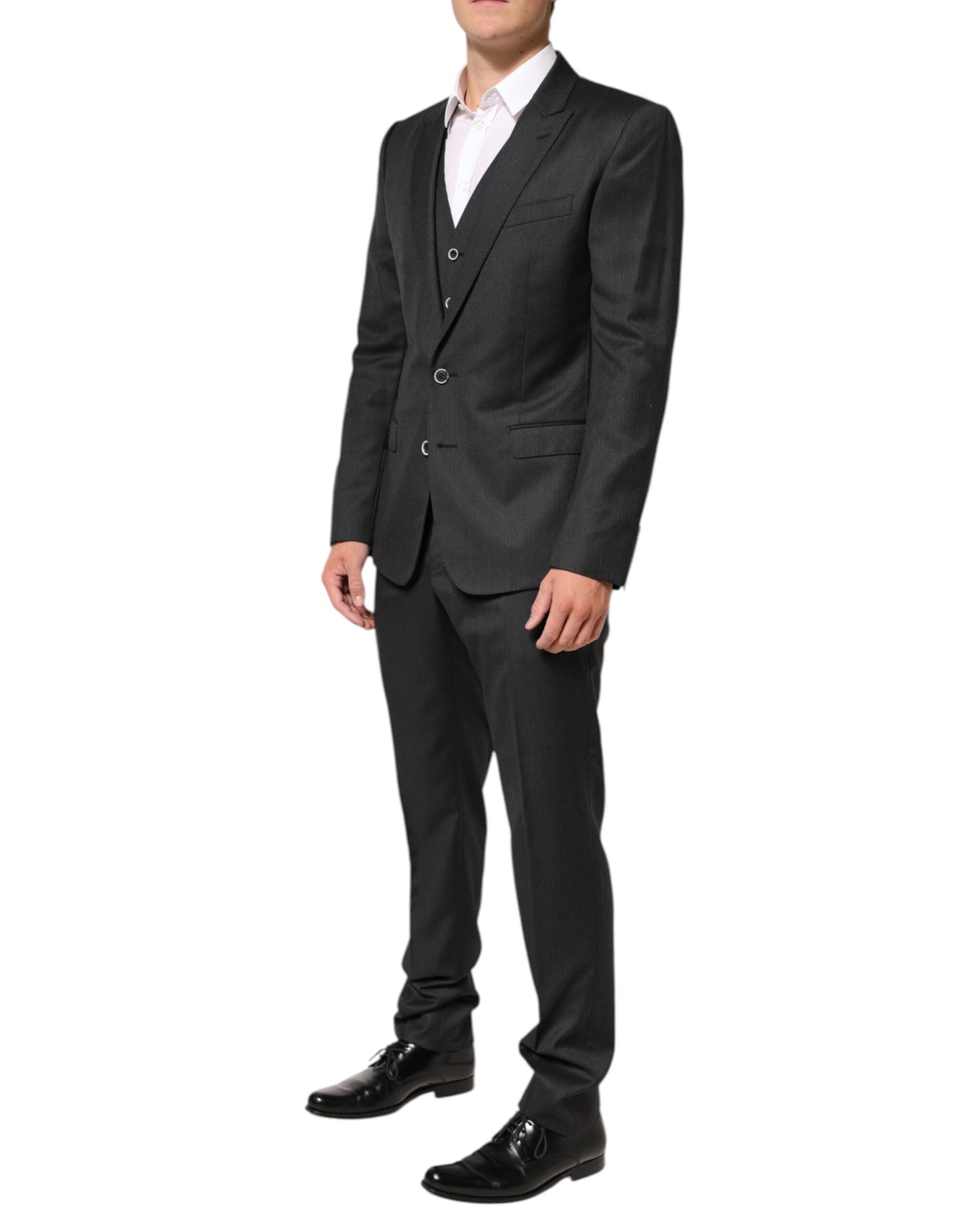 Dolce &amp; Gabbana – Schwarzer MARTINI-Anzug mit 2 Knöpfen, 3-teilig