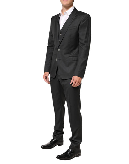 Dolce &amp; Gabbana – Schwarzer MARTINI-Anzug mit 2 Knöpfen, 3-teilig