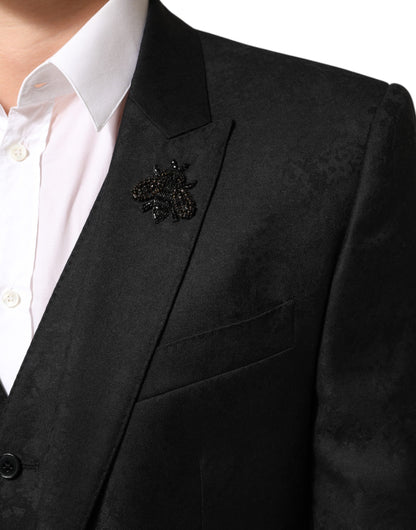 Dolce &amp; Gabbana – Schwarzer MARTINI-Anzug mit 2 Knöpfen, 3-teilig