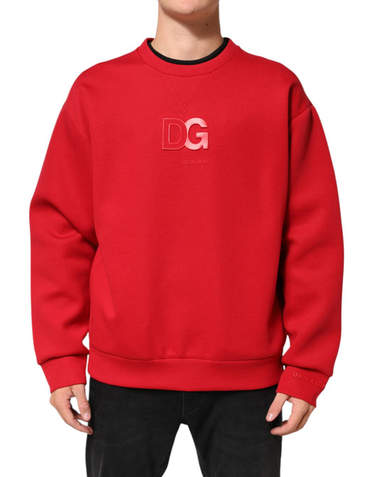 Dolce &amp; Gabbana Roter DG-Logo-Rundhalspullover für Herren