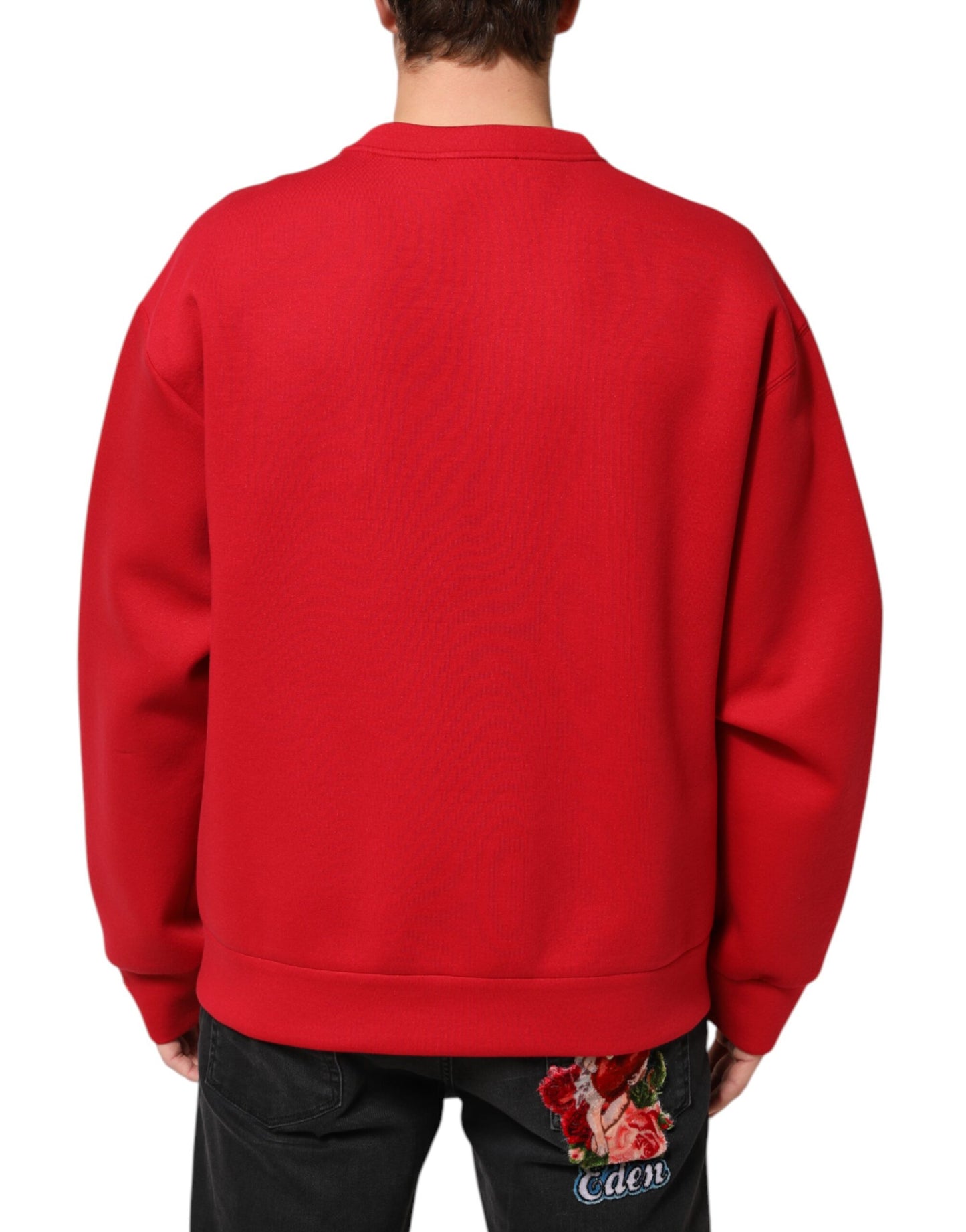 Dolce &amp; Gabbana Roter DG-Logo-Rundhalspullover für Herren