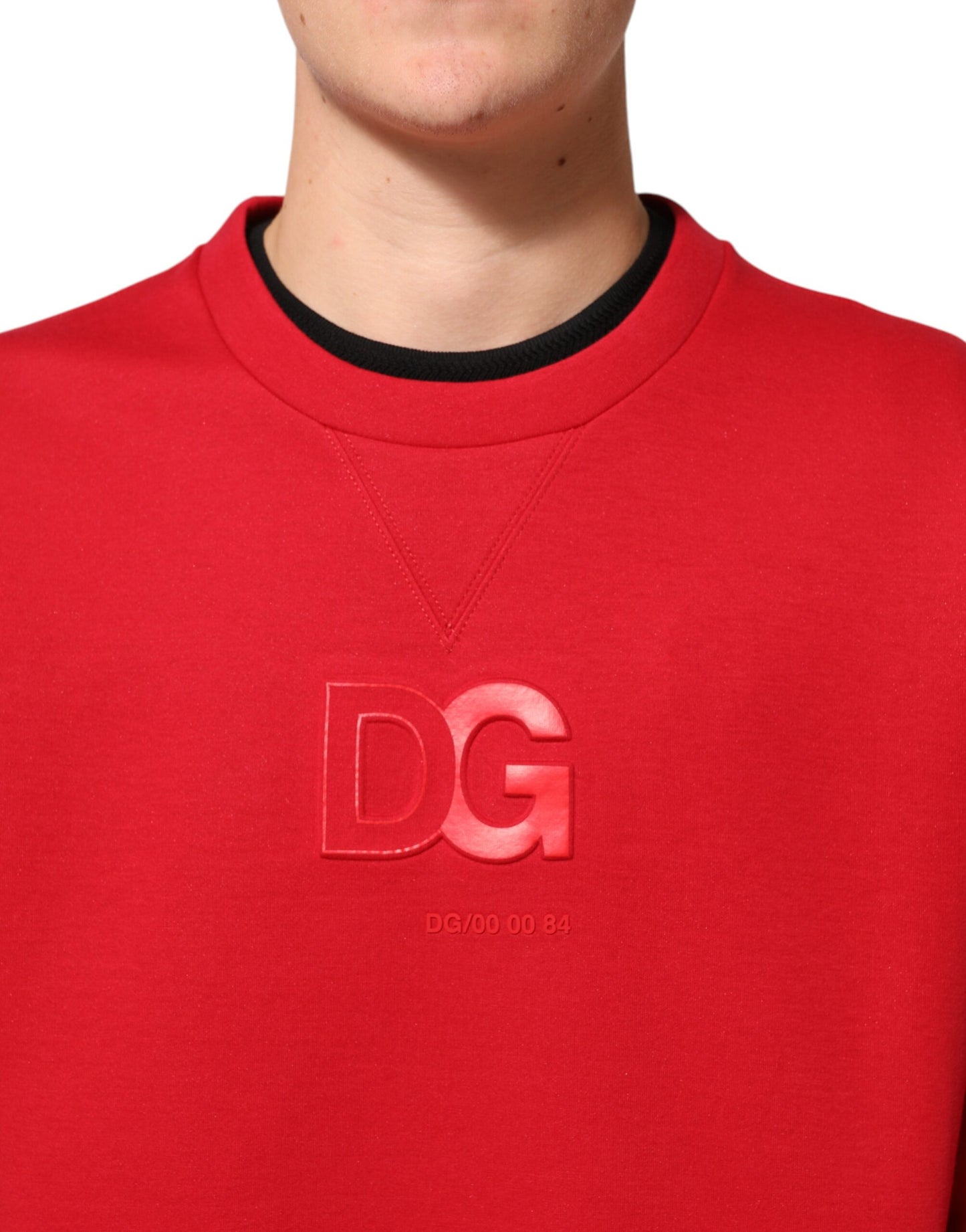 Dolce &amp; Gabbana Roter DG-Logo-Rundhalspullover für Herren