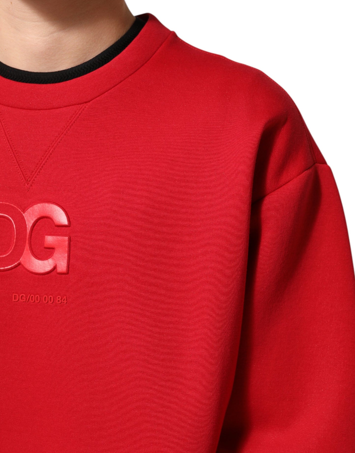 Dolce &amp; Gabbana Roter DG-Logo-Rundhalspullover für Herren