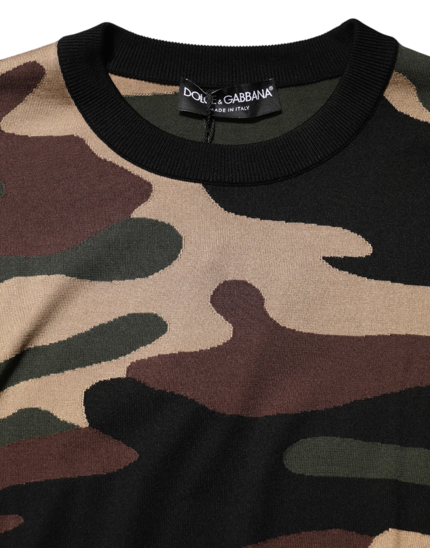 Dolce &amp; Gabbana Multicolor Camouflage Rundhalspullover für Herren