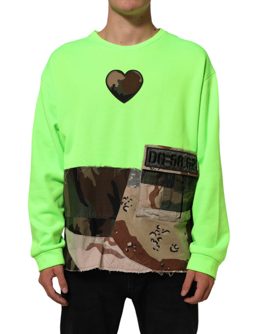 Dolce &amp; Gabbana Grün Patchwork Herren Sweatshirt Pullover