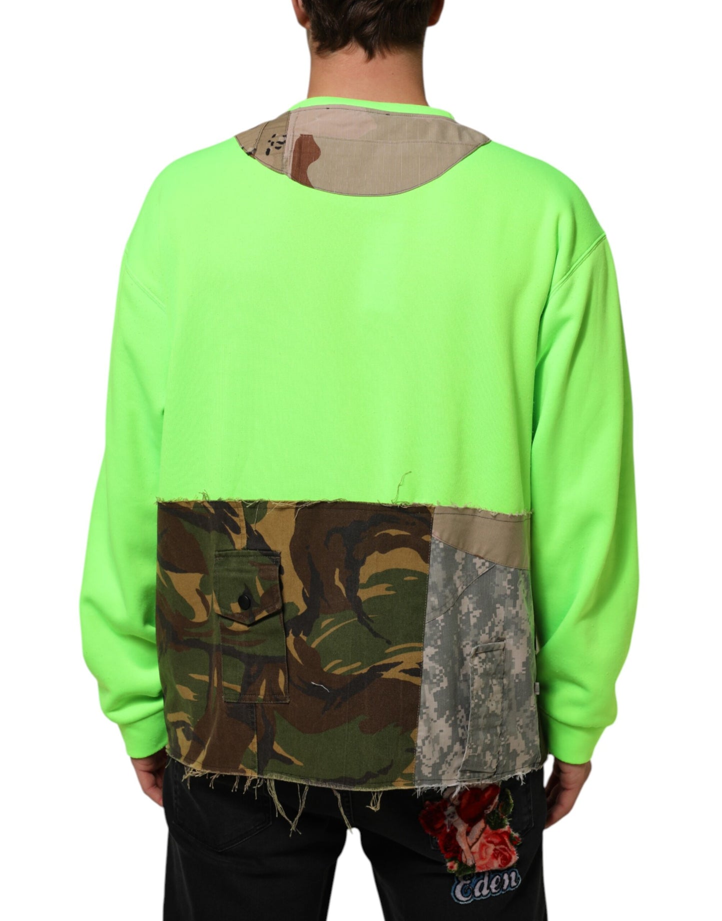 Dolce &amp; Gabbana Grün Patchwork Herz Herren Sweatshirt Pullover