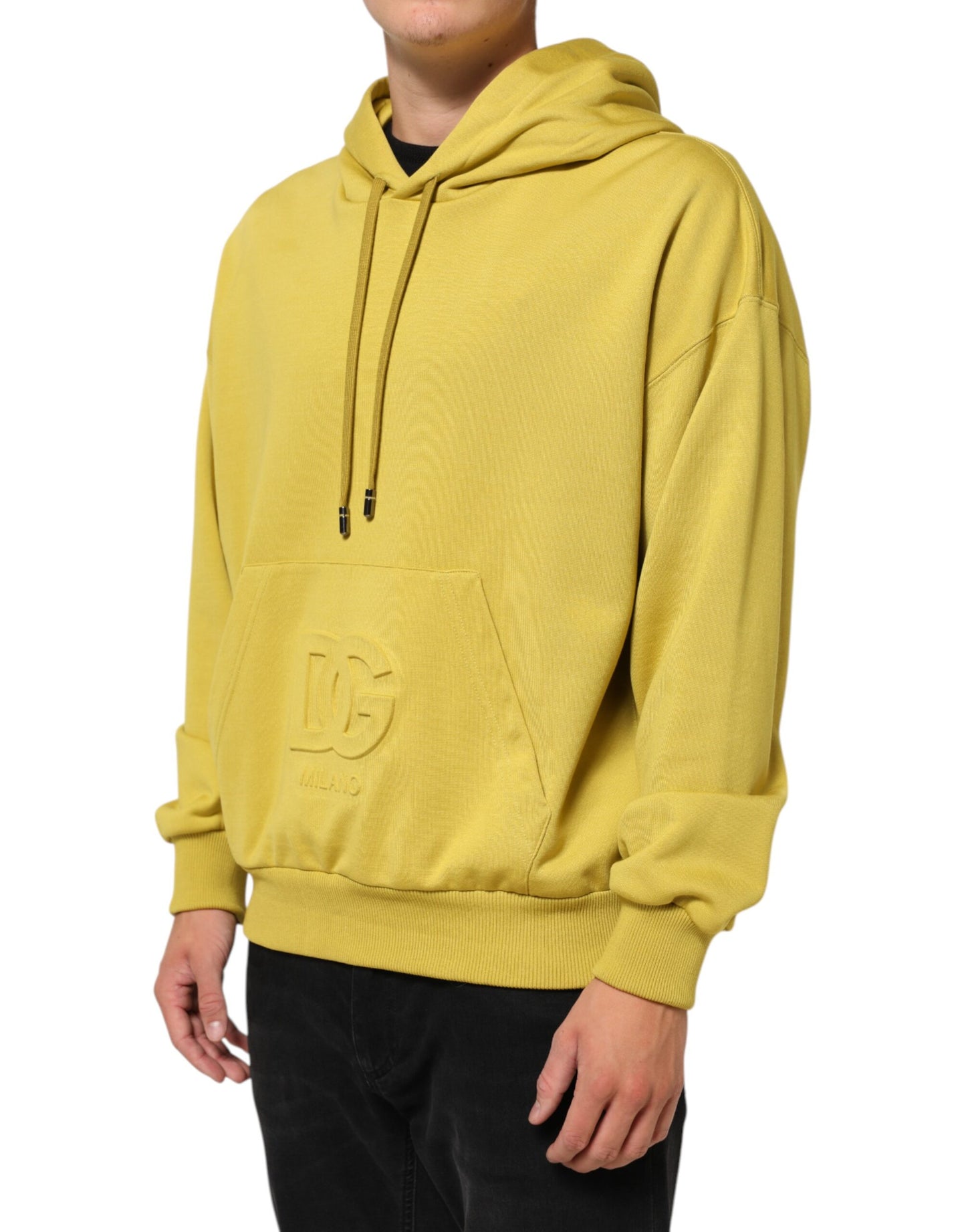 Dolce &amp; Gabbana Gelbes Logo-Sweatshirt aus Baumwolle mit Kapuze