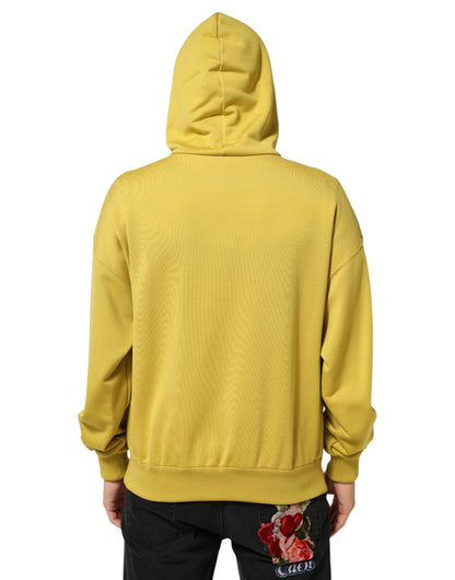 Dolce &amp; Gabbana Gelbes Logo-Sweatshirt aus Baumwolle mit Kapuze