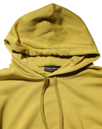 Dolce &amp; Gabbana Gelbes Logo-Sweatshirt aus Baumwolle mit Kapuze