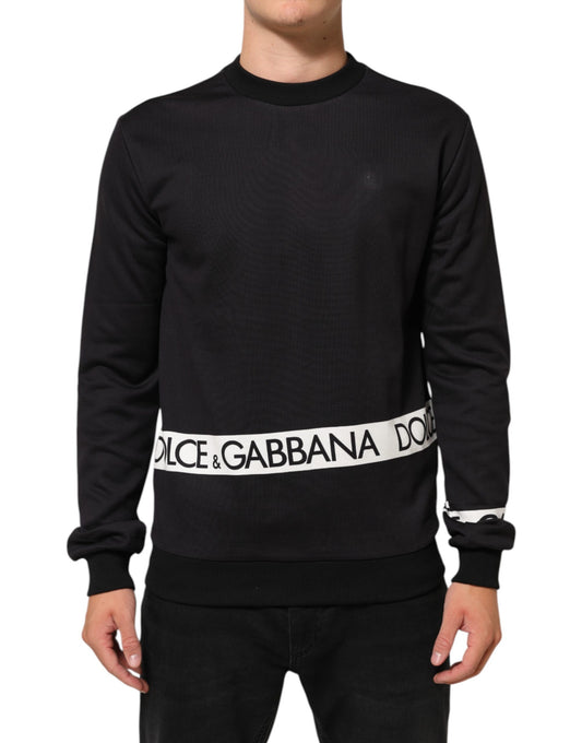 Dolce &amp; Gabbana Herren-Sweatshirt mit Rundhalsausschnitt und schwarzem Logo