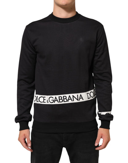 Dolce &amp; Gabbana Herren-Sweatshirt mit Rundhalsausschnitt und schwarzem Logo