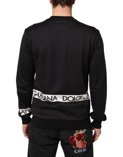Dolce &amp; Gabbana Herren-Sweatshirt mit Rundhalsausschnitt und schwarzem Logo