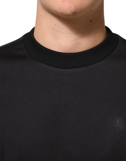 Dolce &amp; Gabbana Herren-Sweatshirt mit Rundhalsausschnitt und schwarzem Logo