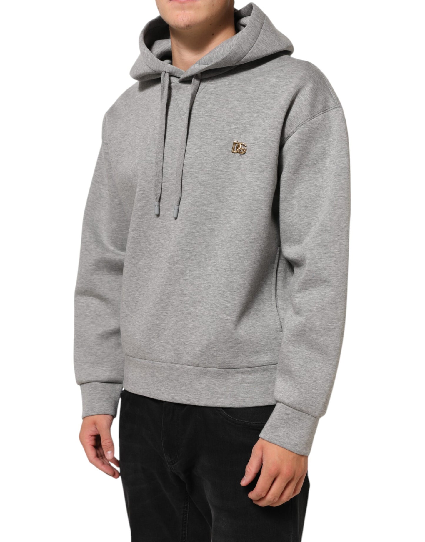 Dolce &amp; Gabbana Graues Logo-Sweatshirt aus Baumwolle mit Kapuze