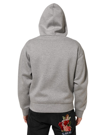 Dolce &amp; Gabbana Graues Logo-Sweatshirt aus Baumwolle mit Kapuze