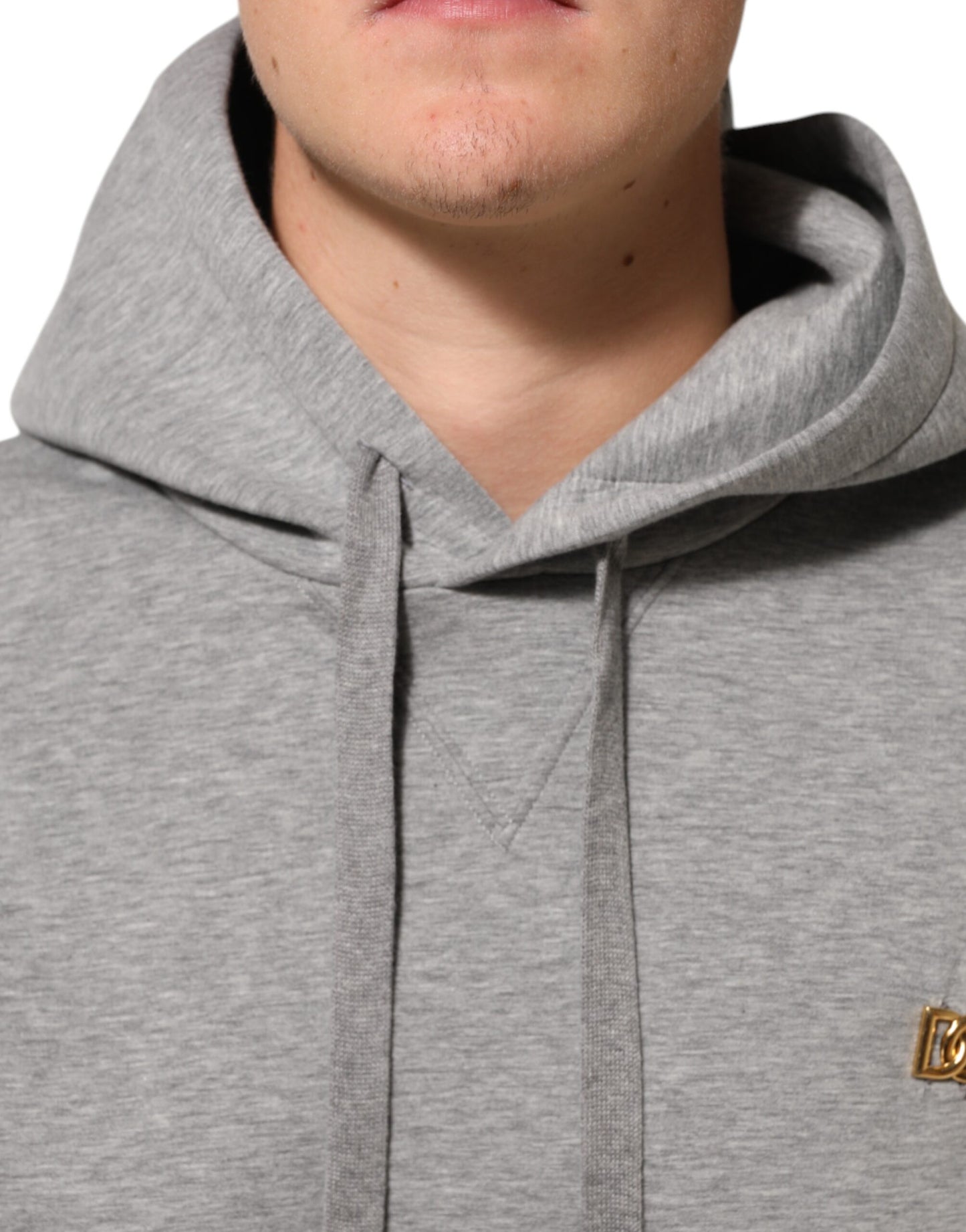 Dolce &amp; Gabbana Graues Logo-Sweatshirt aus Baumwolle mit Kapuze