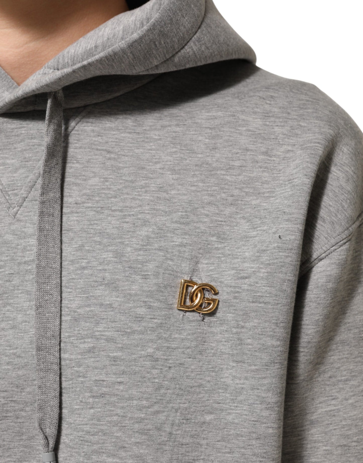 Dolce &amp; Gabbana Graues Logo-Sweatshirt aus Baumwolle mit Kapuze