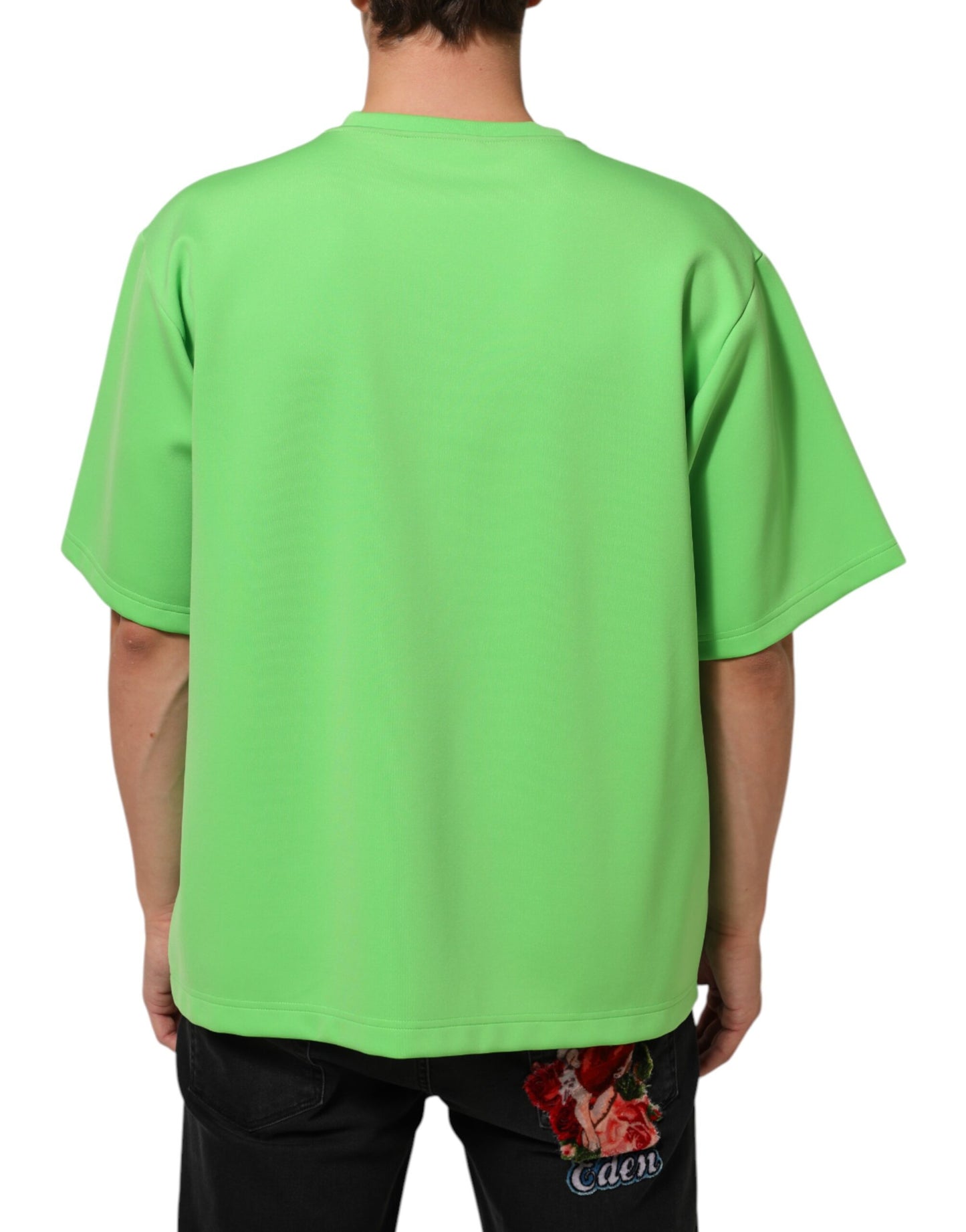 Dolce &amp; Gabbana – Grünes T-Shirt mit Rundhalsausschnitt und kurzen Ärmeln und Logo