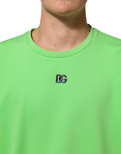 Dolce &amp; Gabbana – Grünes T-Shirt mit Rundhalsausschnitt und kurzen Ärmeln und Logo