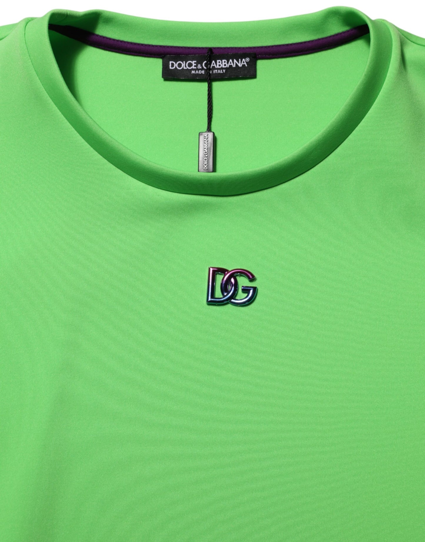 Dolce &amp; Gabbana – Grünes T-Shirt mit Rundhalsausschnitt und kurzen Ärmeln und Logo