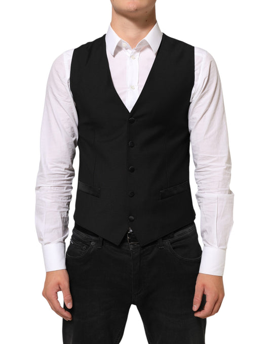 Dolce &amp; Gabbana Schwarze Wollweste für formelle Anlässe