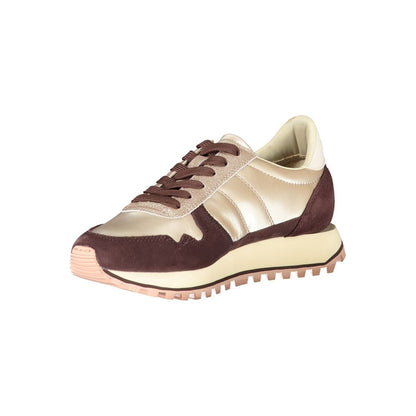 Blauer Beige Leder Damen Sneaker