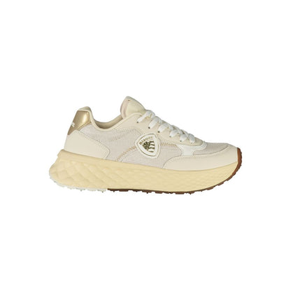 Blauer Beige Leder Damen Sneaker