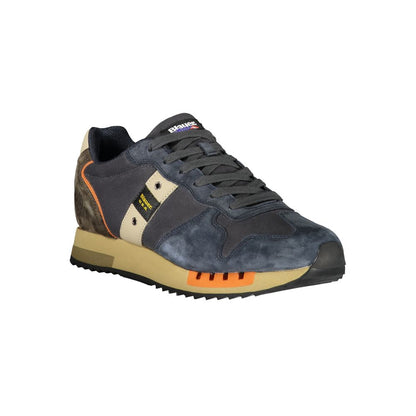 Blauer Herren-Sneaker aus blauem Leder