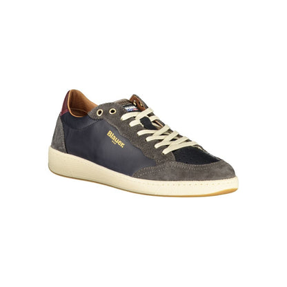 Blauer Herren-Sneaker aus blauem Leder